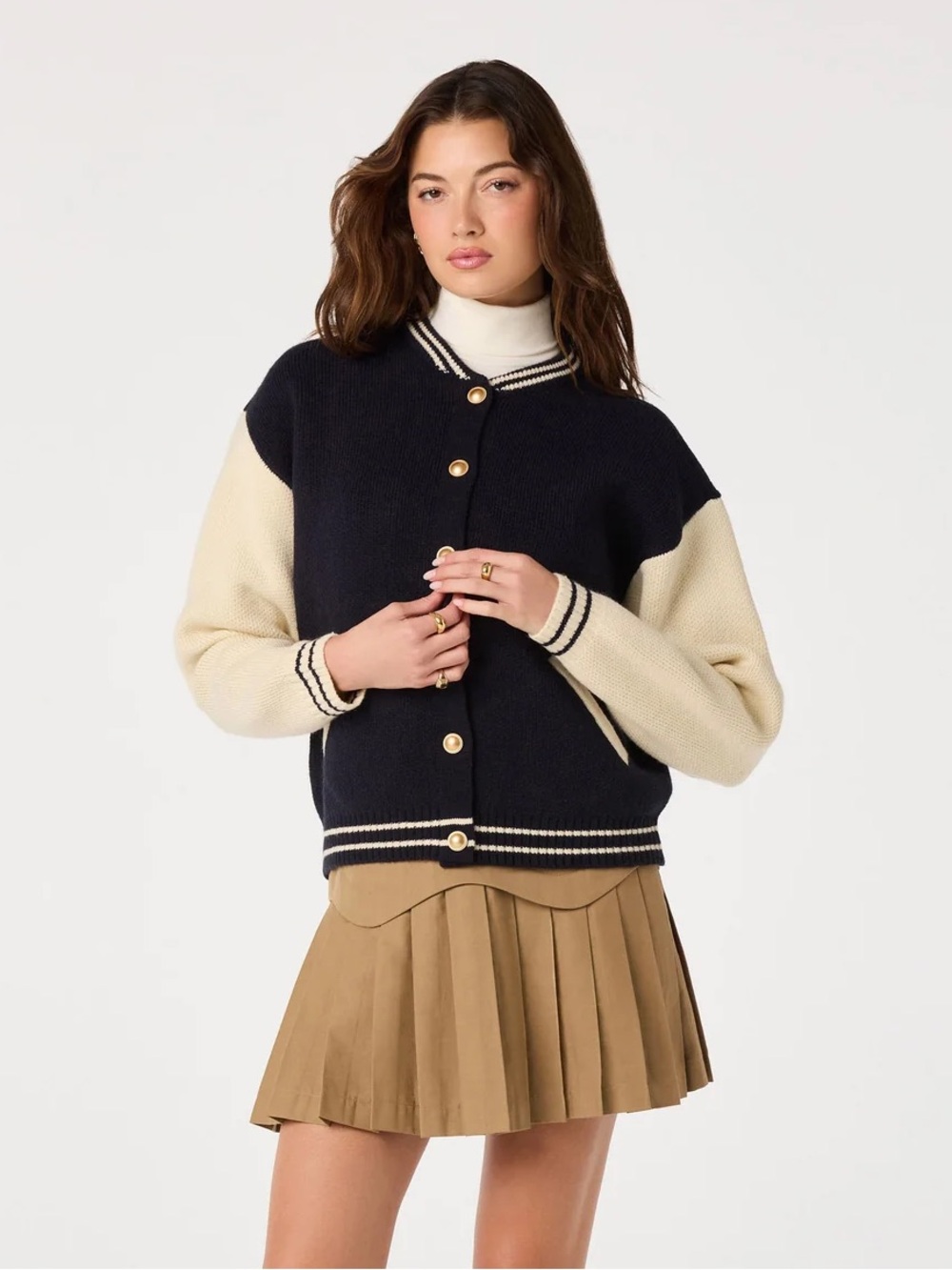 ASTR THE LABEL Grayson Colorblock Varsity Jacket Size Small